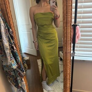 Elegant Olive Green Strapless Dress